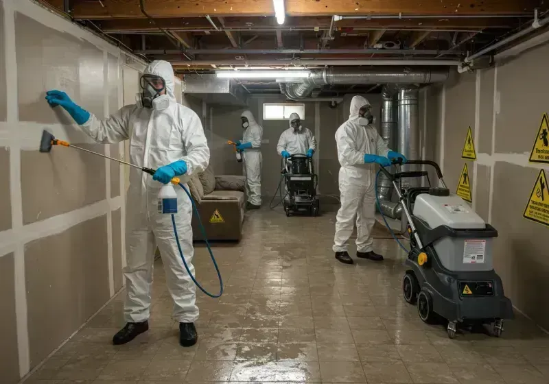 Basement Moisture Removal and Structural Drying process in Gardner, MA